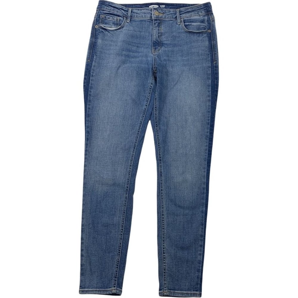 Old Navy Rockstar Jeans 10  32" X 29" Super Skinny Stripe Medium Mid Rise - Picture 2 of 6